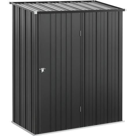 Gartenhaus aus Wellblech, 160 x 95 cm, schwarz, Geräteschuppen, einfache Montage & rostfrei, kompakter Werkzeugschrank für den Außenbereich