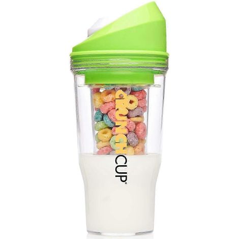 Gobelet céréales portable - Petit-déjeuner nomade - Sans cuillère/bol - Jaune citron - Vert fluorescent (1/5)