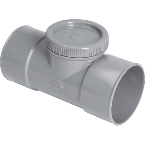 Nicoll – Té de visite femelle-femelle Ø100 avec bouchon – PVC lisse pour évacuation – Branchement à 90° – Intervention sur conduite en place (1/5)