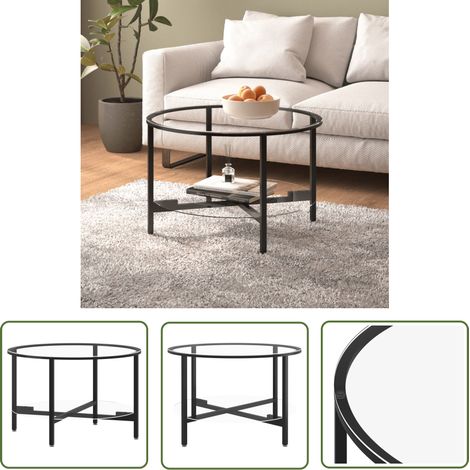 The Living Store Beistelltisch Schwarz und Transparent 70 cm Hartglas - Couchtisch - Beistelltisch - Wohnzimmermöbel - Moderner Tisch - Glastisch (1/5)