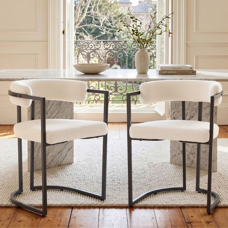 Wahson Esszimmerstühle 2er Set aus Teddy Stoff, Küchenstühle Modern Wohnzimmerstuhl mit Metallgestell für Küche Wohnzimmer, Weiß