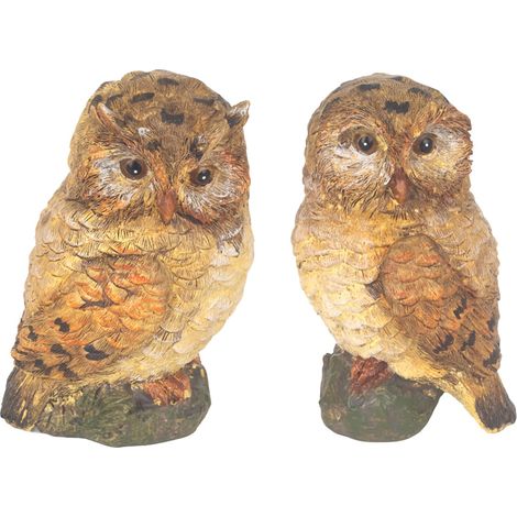 Eulenfigur aus Kunstharz  Naturalistische Wohndekoration