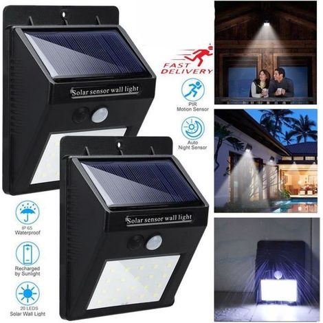 2X Lampe Solaire Extérieur Jardin, 20 LED éclairage Solaire Extérieur avec Détecteur de Mouvement étanche sans Fil 3 Modes Intellige (1/4)
