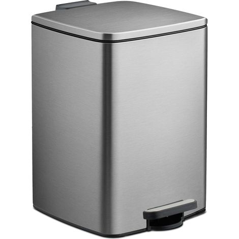 Cubo de basura de cocina moderno gran capacidad 40 x 28 x 34 cm apertura fácil de metal gris 130017066 (1/2)