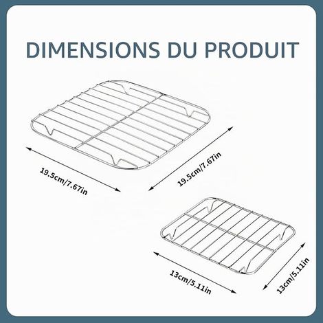 Grille Air Fryer en Acier Inoxydable 304, Accessoire Air Fryer, Panier Friteuse Portable, Plat Air Fryer pour Cuisson (13x13cm
