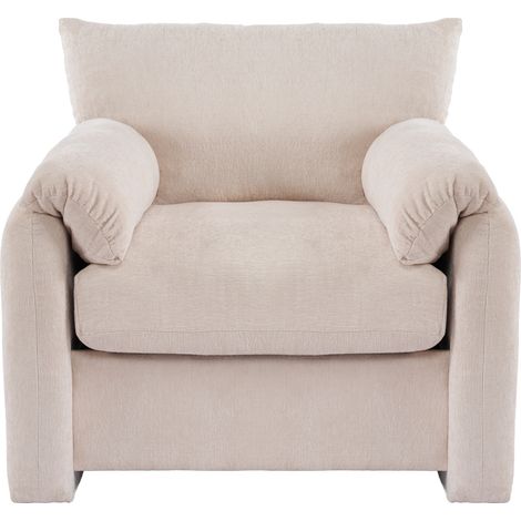 Fauteuil individuel en tissu chenille beige, gris ou olive, design moderne pour salon et chambre (1/5)