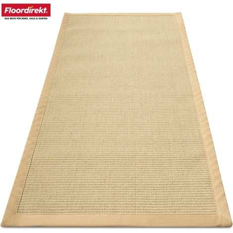 Sisal-Teppich Mumbai Naturfaser-Teppich mit Baumwollbordüre 200 x 200 cm