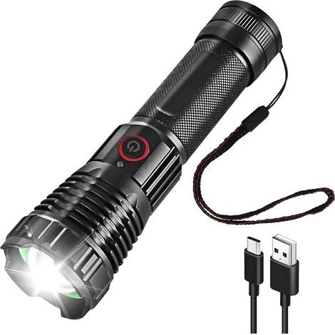 P18 Ultra Powerful LED Torch 20000 Lumens Tactical Flashlight USB Rechargeable 5 Modes Waterproof Torch for Camping Hiking Emergency (1/5)