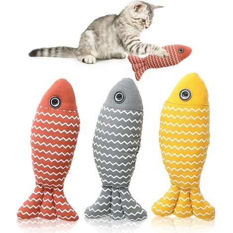 3 Pack Catnip Toys: Cat Toy, Catnip Fish, Bite Resistant, Interactive Cat Toy, Washable Plush Cat Toy