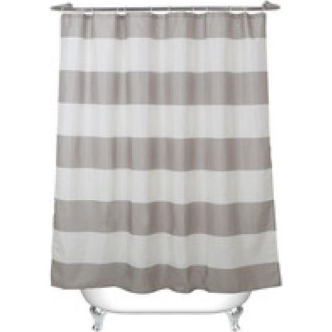 Duschvorhang aus wasser- und schimmelresistentem Stoff mit Ösen und Haken, maschinenwaschbar, 180 x 180 cm, beige gestreift