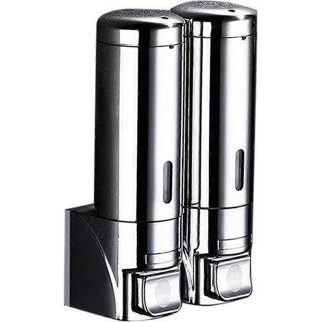 Distributeur de savon mural 2 x 300 ml, distributeur de savon liquide pour shampoing et lotion, distributeur de savon pour les mains en acier inoxydable (1/5)