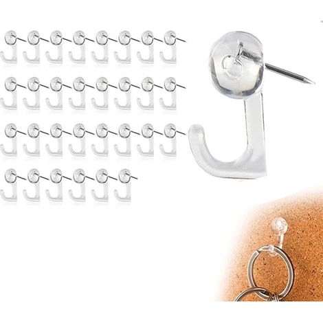 CCYKXA  Set of 30 Transparent Push Pin Hooks with Box for Wall Pictures, Photos, Calendars, Maps, Office, Home Decoration, School Supplies