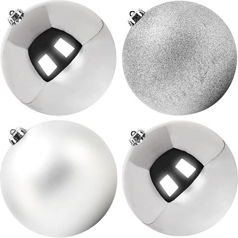 Grandi Palline Natale Esterno Decorazioni Argento 10 cm 12 pz (1/5)