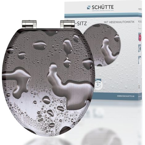 SCHÜTTE 80123 - Sedile WC con anima in legno MDF, motivo acciaio grezzo, con abbassamento automatico (1/5)