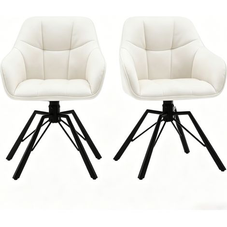 CHICFURN Sedia da pranzo girevole 58,5 x 82,5 x 54,5 cm velluto avorio, set di 2 (1/5)