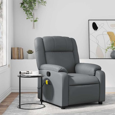 Massagesessel Relaxsessel Grau Kunstleder