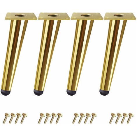 Pied de meuble,Lot de 4 Pieds Or de Table 10cm Cône Obliques Pieds Meuble pour Lit Armoire Chaise avec Vis (1/5)