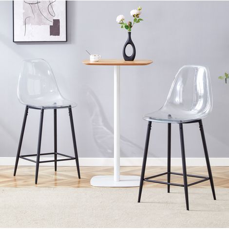 MEUBLIV Set di 2 sgabelli da bar trasparenti, metallo nero – design moderno (1/5)