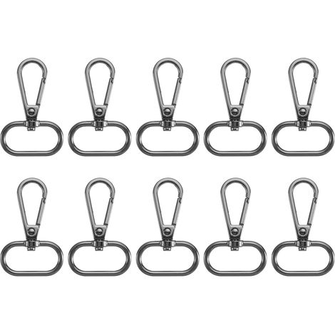 10Pcs Mousquetons Pivotants, Mousqueton à Anneau Ovale de 1 Pouce, Crochet de Griffe en Métal à Poussoir pour la Fabrication de Sacs à Main, Porte-Clés, Ceinture, Noir (1/5)