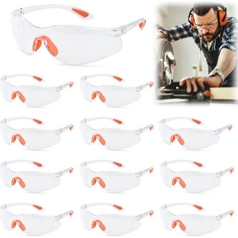 YMYNY Lunettes de Sécurité 12 pcs Lunette de Protection Bricolage Lunettes-masque de Sécurité Lunette Tranparents PC avec Pont-de-Nez Caoutchouc Lunette Anti-Rayures Pour Jardin, Laboratoires