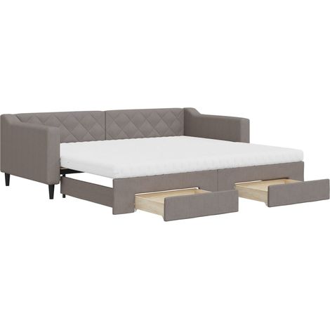 Maison Exclusive - Tagesbett Ausziehbar mit Schubladen Taupe 90x2
