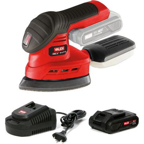 levigatrice palmare a batteria valex 18v 2ah e caricabatterie