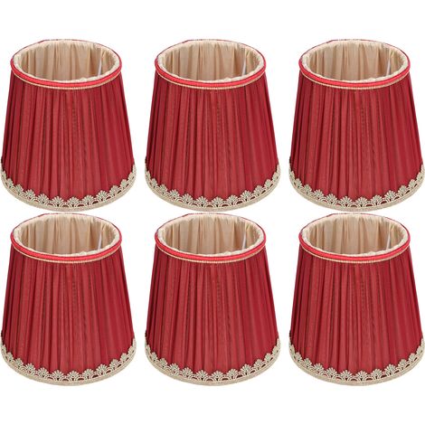 Paralume in tessuto rosso vino SUNXURY piccolo con bordo dorato, per lampadario da tavolo E14, applique (1/5)
