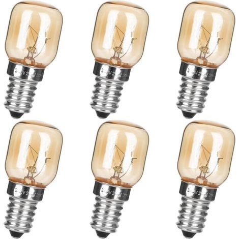 Lot de 6 ampoules de lampe à sel, 25 W T25 E14 230-240 V à intensité variable transparentes pour micro-ondes/réfrigérateur/lampe à sel de l'Himalaya/congélateurs/ampoule de poterie