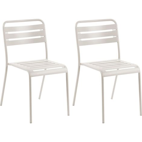 Gartenstuhl 2er Set LEFKADA Metall Hellbeige (1/5)