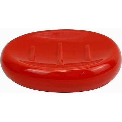 TRADE SHOP - Piattino Per Sapone Ceramica Rosso Portasaponetta Moderno Accessorio Bagno 79262 - (1/2)