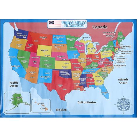 Lernposter Usa Karte for Vorschulkinder aus Synthetischem