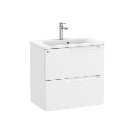 MUEBLE COMPACTO 600MM ALEYDA 2 CAJONES + LAVABO 380MM BLANCO MATE