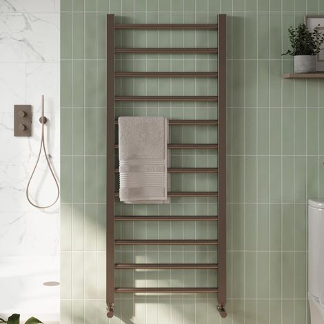 Brushed Bronze 800 x 500mm Heated Bathroom Towel Rail Warmer Ladder Radiator (1/3)