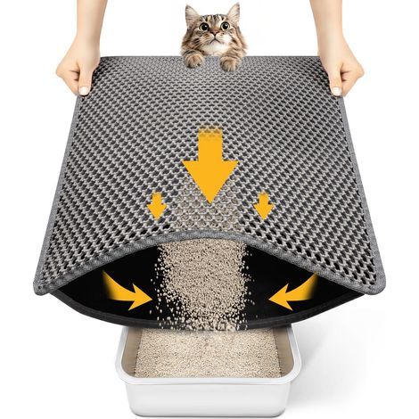 Tapis de litière pour chat, nouveau format 60 x 40 cm, pour petits espaces, couche arrière ultra-imperméable (1/4)