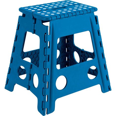 ARREGUI Taburete Plegable, Banqueta Plegable para Adultos o Niños, Escalera Plegable, Taburete Escalón Infantil, Taburete para Cocina, Baño, Camping , 27 cm de Altura, Azul TB-027-A