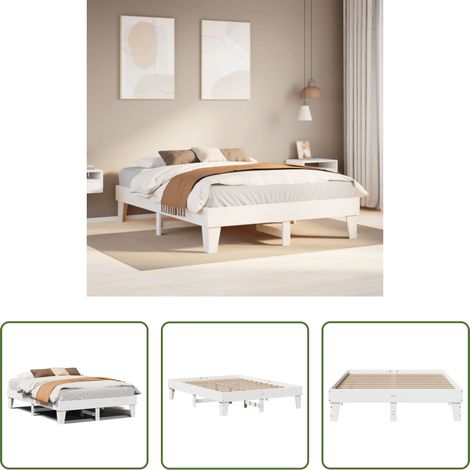 vidaXL Sommier à lattes - Cadre de lit sans matelas blanc 140x190 cm bois de pin massif (1/5)