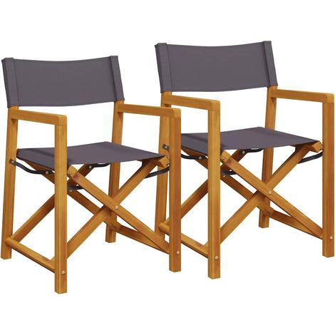 Folding Director Chairs 2 pcs Dark Grey Fabric vidaXL
