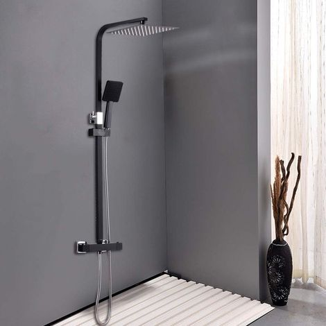 Regendusche Duschsystem mit Armatur Edelstahl Duschset Duschsäule Regendusche Duscharmatur Komplettset Handbrause Quadratisch (1/5)