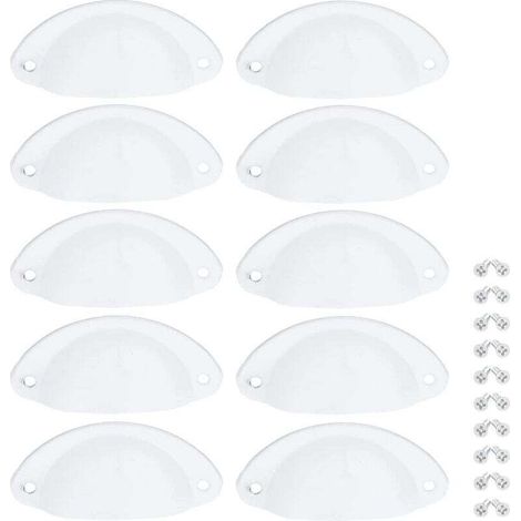 10 pezzi Maniglie per mobili vintage bianche a forma di conchiglia per cassetti, armadi e ante, 82 mm, con viti -Crezuo