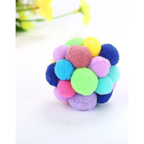 chat Balles Colores, 1 Pices Jouet De Formation Interactif Pour Chat, Color Chat En Peluche Balle Jouet Chaton Pompoms, Chaton Balle En Peluche Jo (1/5)