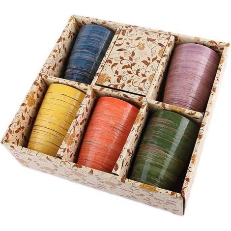 Coffret 5 Verres en Céramique Japonais - Coloris Bleu, Jaune, Orange, Vert (1/4)