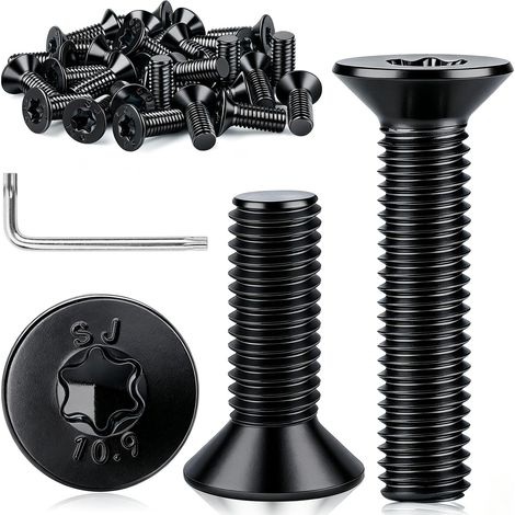 Lot de 20 vis à tête fraisée M8 x 25 mm - Vis à tête fraisée - Vis à six pans creux - En acier au carbone galvanisé - Filetage complet avec clé Torx - Pour appareils, machines, meubles, bois (1/5)