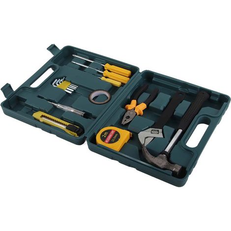 Kit 16 pièces outillage maintenance maison, coffret rangement avec boîte, nécessaire réparation auto et bricolage, lot 16 outils ménagers (1/5)