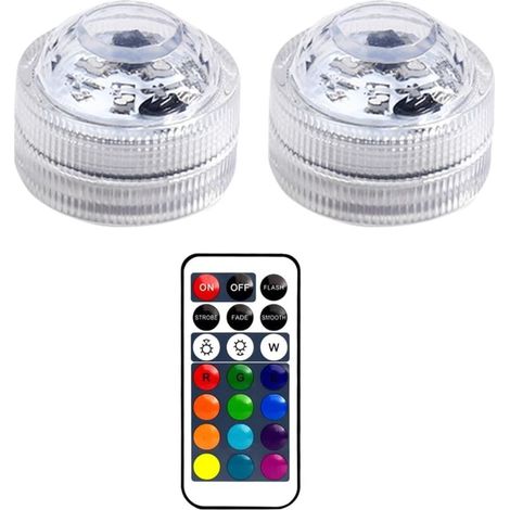 Mini Lumières LED Submersible,Lumière LED Submersible,Lampes Sous-Marines LED avec Télécommande,Lampes Multicolores RGB Submersibles pour Piscine,Vase,Spa,Aquarium,Étang,2 Pièces (1/5)