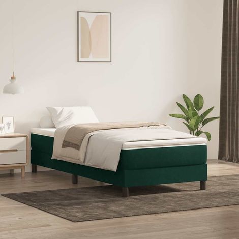Boxspringbett mit Matratze Dunkelgrün 80x220 cm Samt