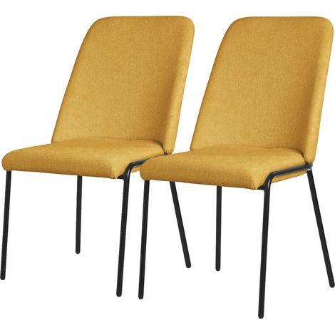 ML-Design Juego de 2x Sillas de Comedor en Color Mostaza, Poliéster Tapizado con Patas de Metal Asiento Acolchado con Respaldo Diseño Atemporal Mueble Ergonómico Sillones para Cocina y Sala de Estar