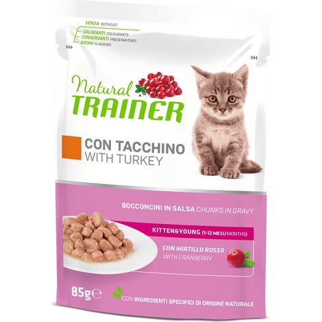 Trainer Gatto Kitten & Young Bocconcini in Salsa busta 85gr Tacchino (1/3)