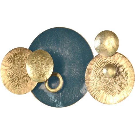 Decoración de pared en metal para colgar color dorado y verde 90x9,5x48,5 cm 050000107 (1/2)