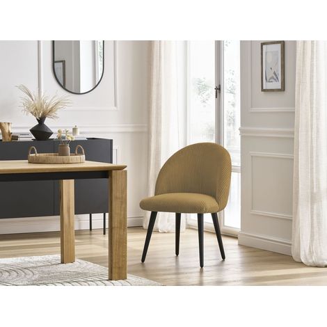 BOBOCHIC - Chaise LALIE tissu velours côtelé et pieds scandinaves noirs Jaune (1/5)