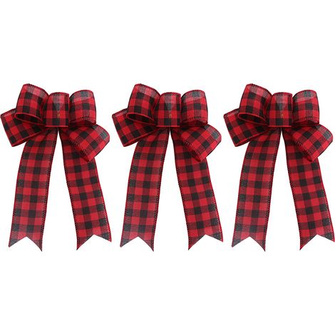 Ej.Life Weihnachtsdekoration Schleife Weihnachtskranz Weihnachtsbaum Weihnachten Innendekoration Weihnachtsdekoration Schleife - rot karierte Schleife (1/5)